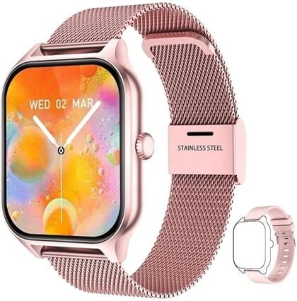 LIGE Smart Watch For Women's(Call Receive/Dial), Fitness Tracker Waterproof Smartwatch for Android iOS Phones 1.7" HD Full Touch Screen Digital Watches with Heart Rate Sleep Monitor Pedometer, Gold