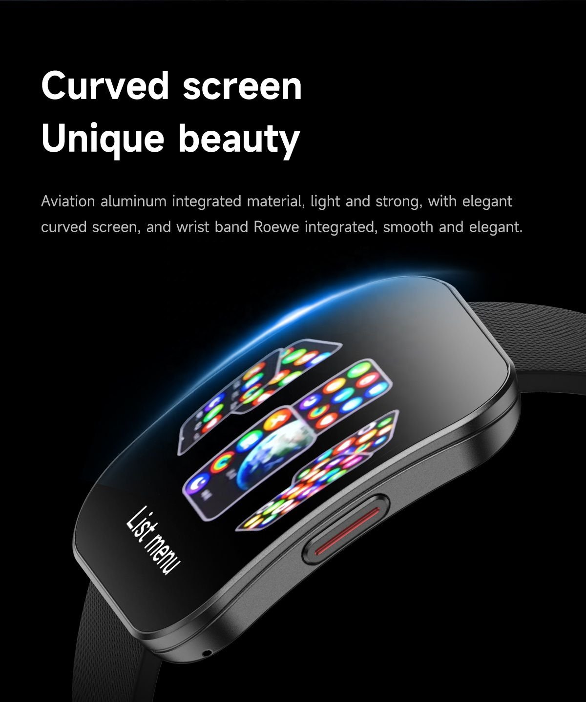 Ultra thin Curved Screen Smart Fitness Watch with Heart Rate Monitor, 1.4-inch Color Display, Activity Tracker, Temperature Sensor, Pink Sports Band, Digital Watch Face - Image 7