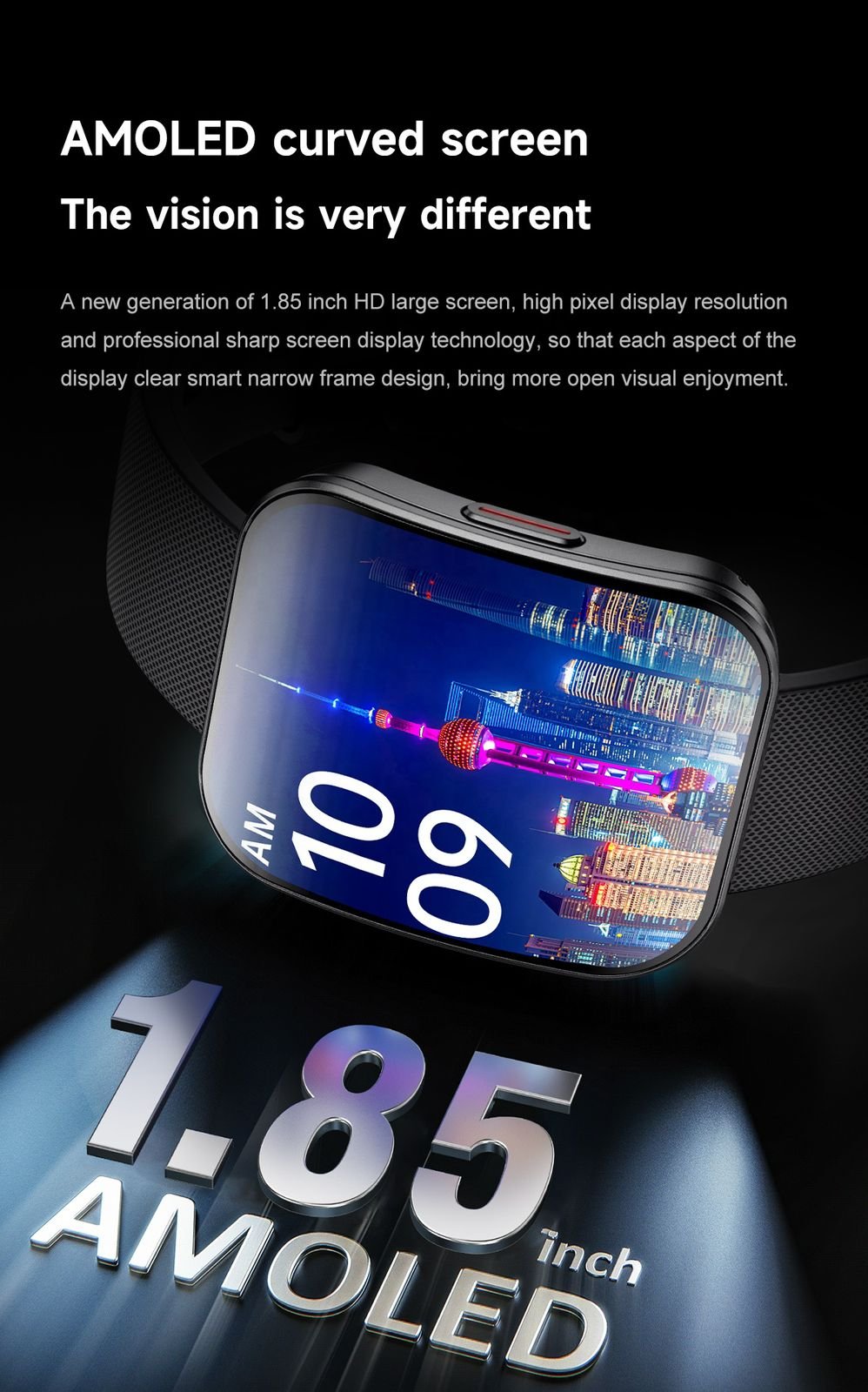 Ultra thin Curved Screen Smart Fitness Watch with Heart Rate Monitor, 1.4-inch Color Display, Activity Tracker, Temperature Sensor, Pink Sports Band, Digital Watch Face - Image 6